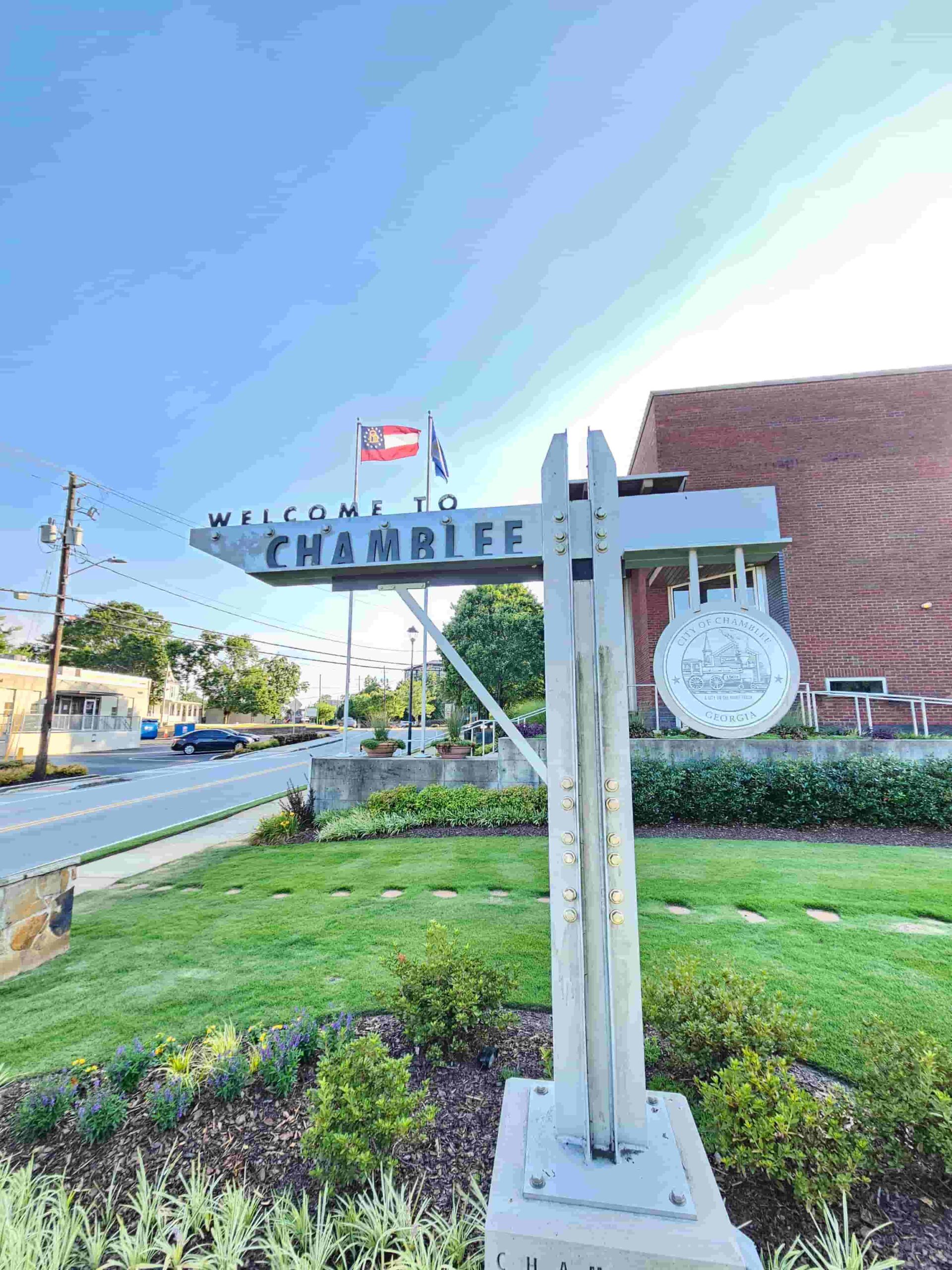 Picture of welcome sign outside Chamblee City Hall with Metro Acupuncture