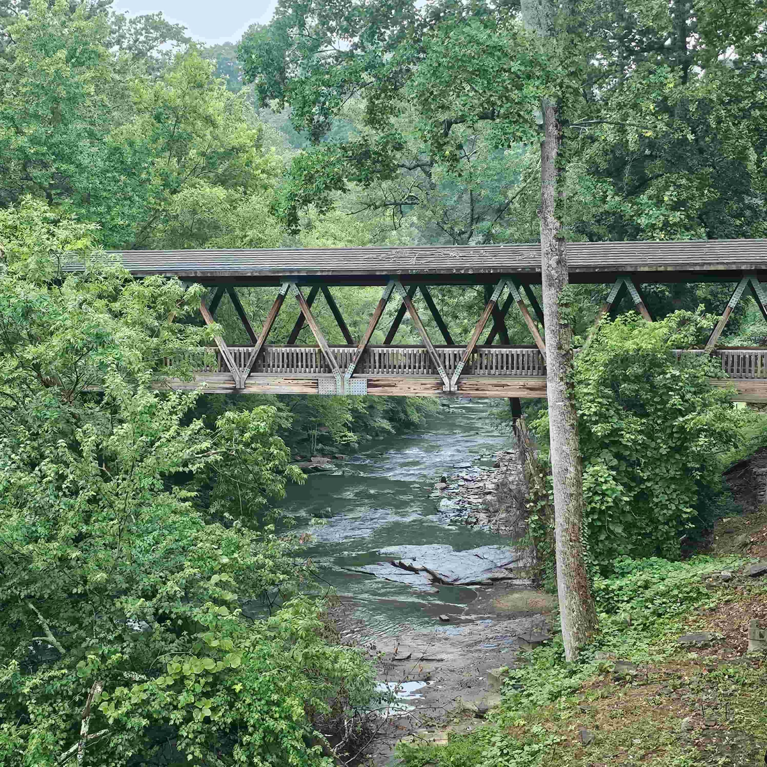 Image of Vickery Creek and the Covered Bridge in Roswell with Metro Acupuncture